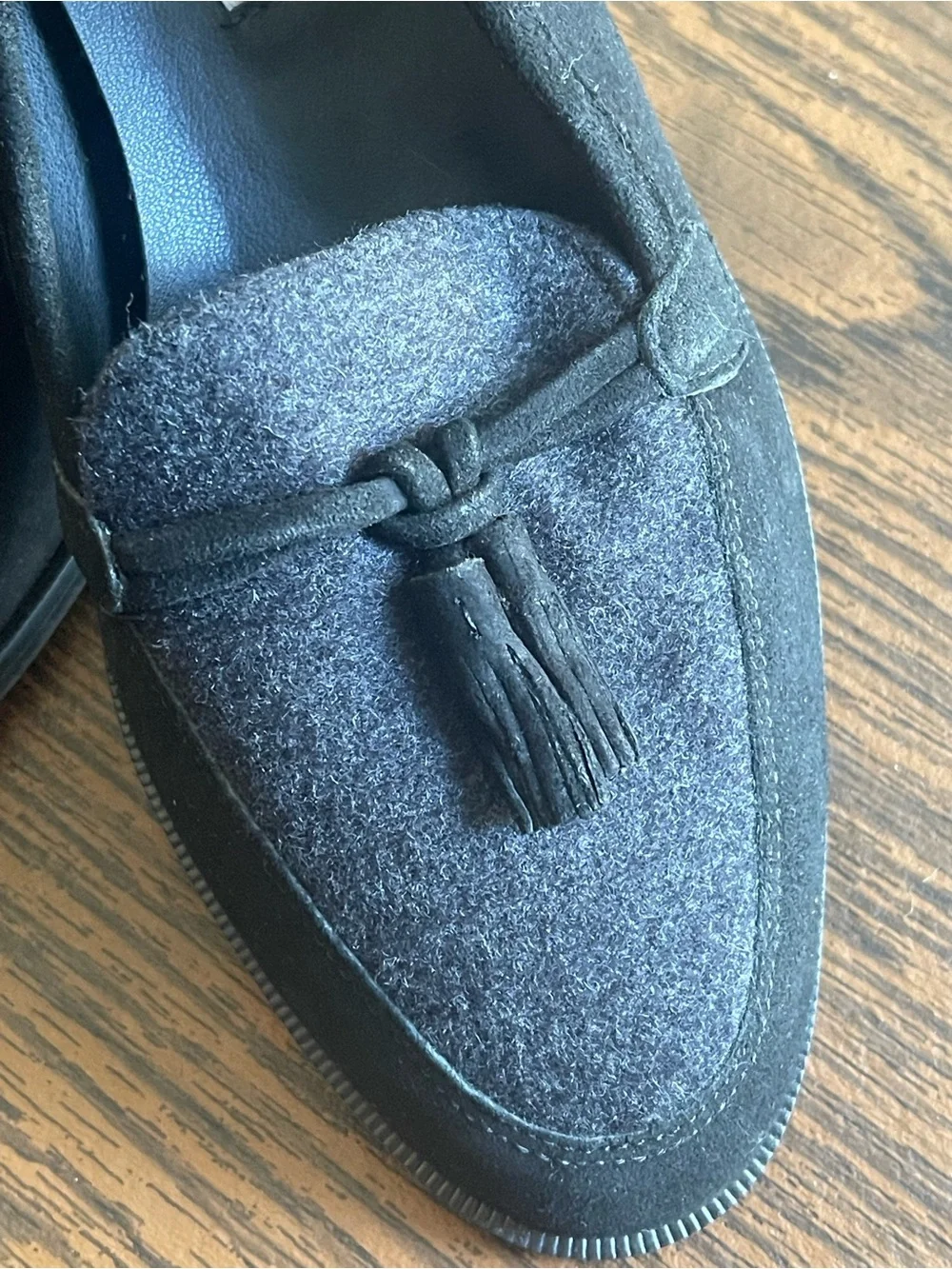 Etienne Aigner Black Felt Tassel Loafers